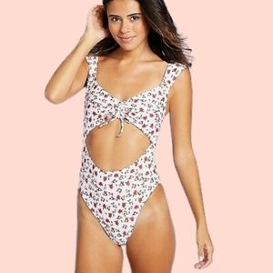 XHILARATION NWT Floral Cut out One Piece Swimsut